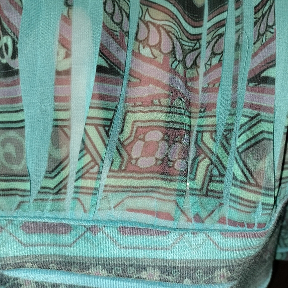 Turquoise Rue 21 sheer blouse - Picture 2 of 8